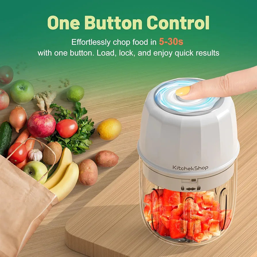 Premium Electric Garlic Chopper & Food Processor - 350ML Cordless Mini Blender for Onions, Nuts, Meat & Spices - USB Rechargeable & BPA-Free
